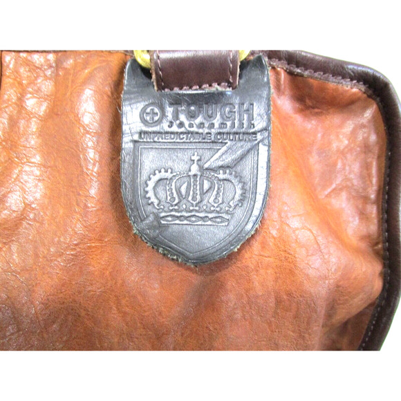 Tough Jeansmith I Think Therefor I Am Large Brown Leather Shoulder Satchel Purse - Picture 4 of 13
